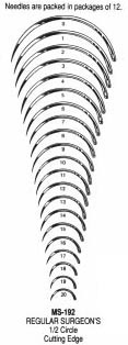 MS192-19 Miltex Reg Surg Ndls 1/2 Cir #19